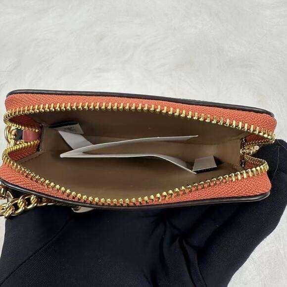 Coach Zip Card Case In Signature Canvas With Floral Print In Sand CAU45 NWT - Picture 4 of 4